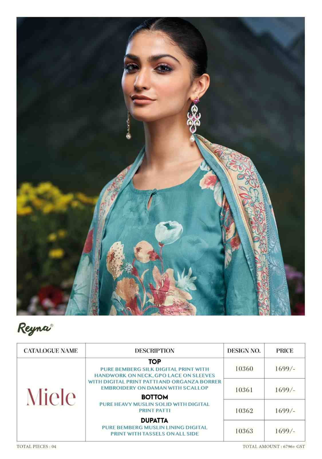 Miele By Reyna 10360 To 10363 Series Designer Stylish Fancy Colorful Beautiful Party Wear & Ethnic Wear Collection Bemberg Silk Tops At Wholesale Price