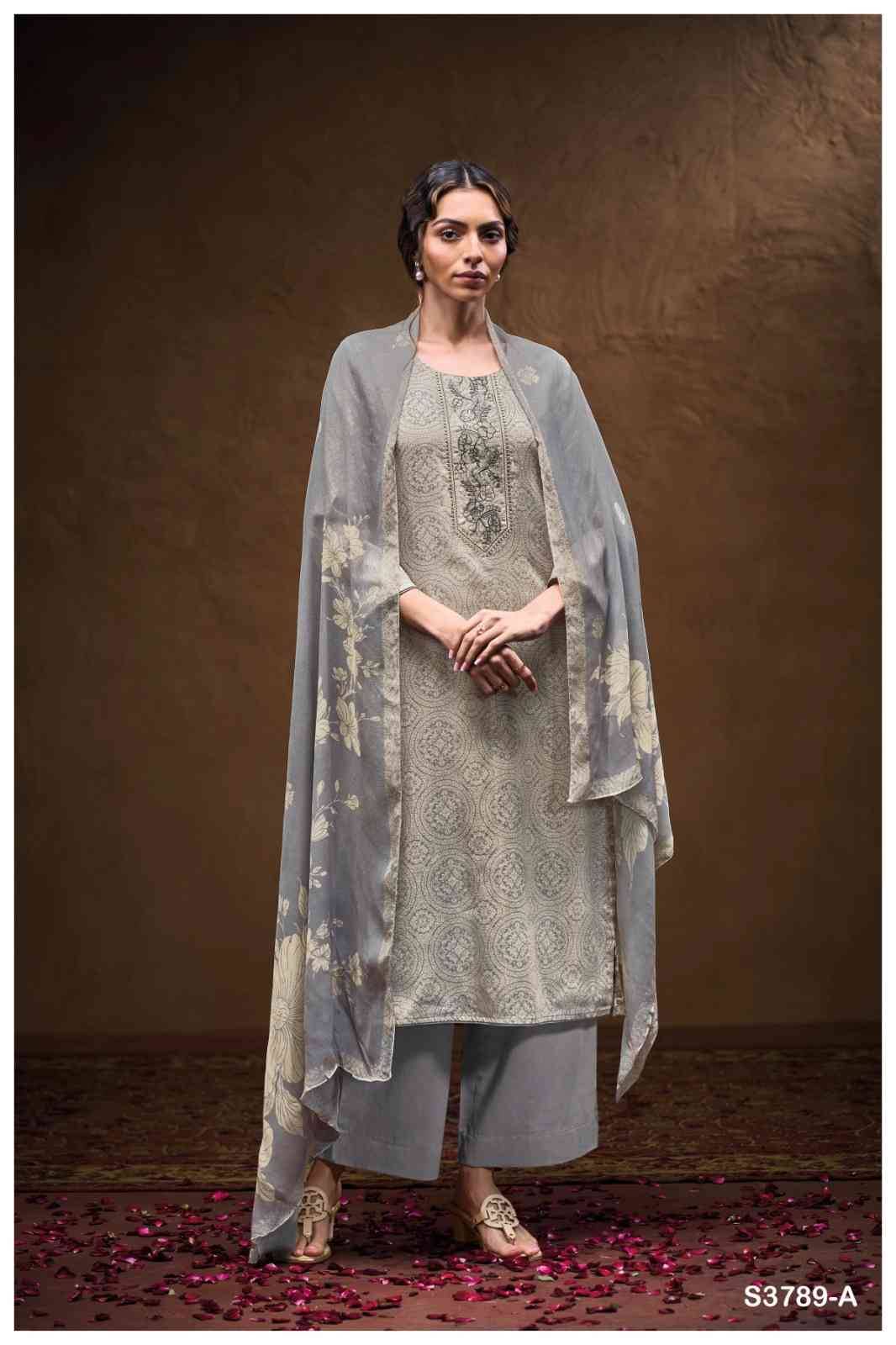 Vashika-3789 By Ganga Fashion 3789-A To 3789-D Series Beautiful Festive Suits Colorful Stylish Fancy Casual Wear & Ethnic Wear Pure Cotton Satin Dresses At Wholesale Price