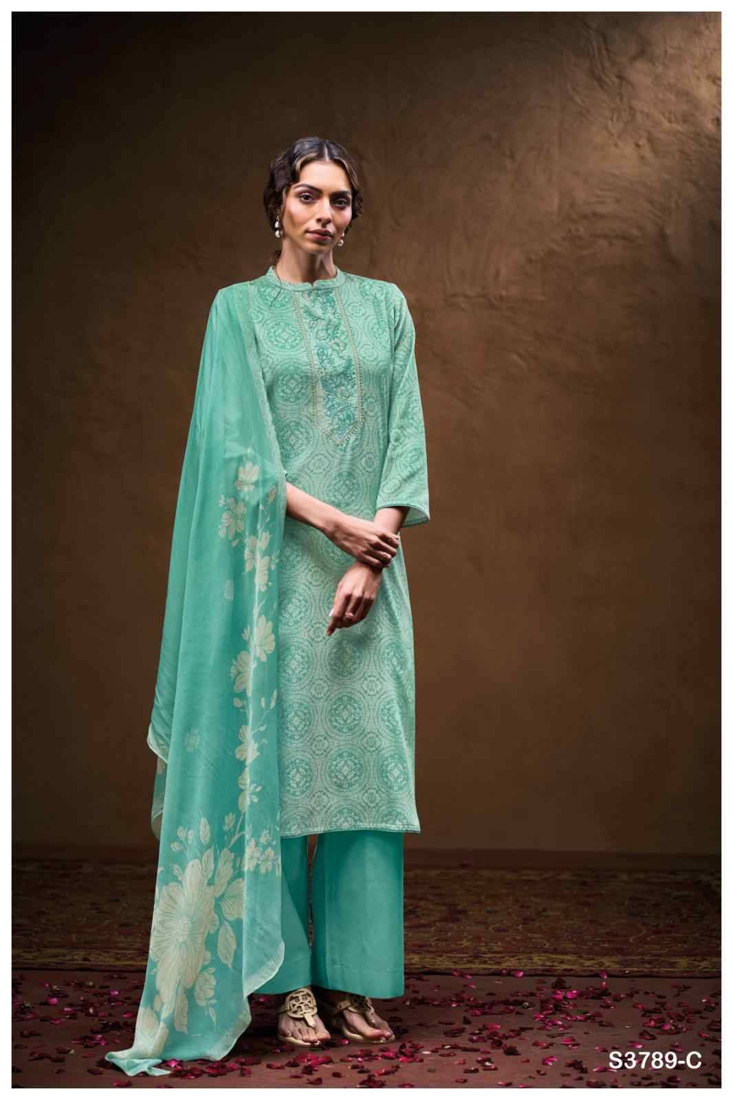 Vashika-3789 By Ganga Fashion 3789-A To 3789-D Series Beautiful Festive Suits Colorful Stylish Fancy Casual Wear & Ethnic Wear Pure Cotton Satin Dresses At Wholesale Price