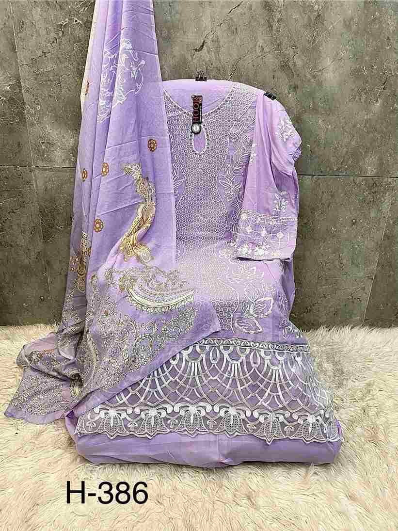 Hoor Tex Hit Design H-386 Colours By Hoor Tex H-386-A To H-386-D Series Designer Festive Pakistani Suits Collection Beautiful Stylish Fancy Colorful Party Wear & Occasional Wear Heavy Cotton With Embroidered Dresses At Wholesale Price