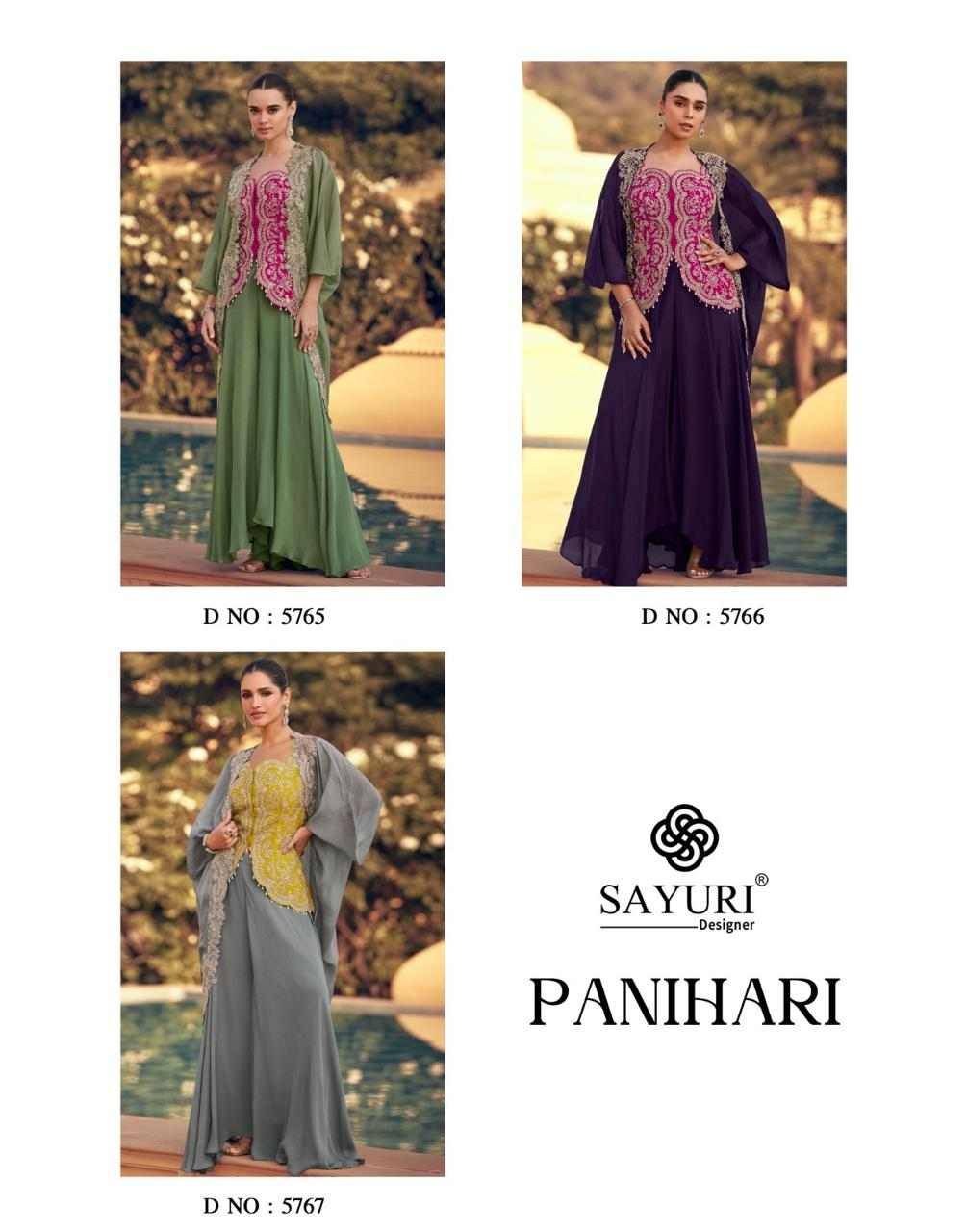 Panihari By Sayuri 5765 To 5767 Series Designer Beautiful Festive Collection Occasional Wear & Party Wear Pure Chinnon Silk Crop Top With Bottom And Jacket At Wholesale Price