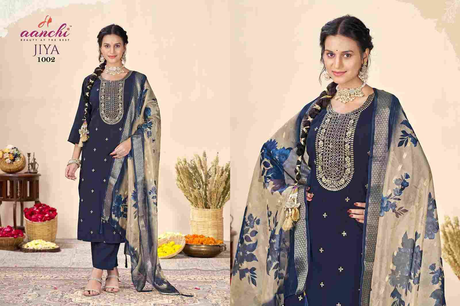 Jiya By Aanchi 1001 To 1006 Series Beautiful Suits Colorful Stylish Fancy Casual Wear & Ethnic Wear Roman Silk Dresses At Wholesale Price