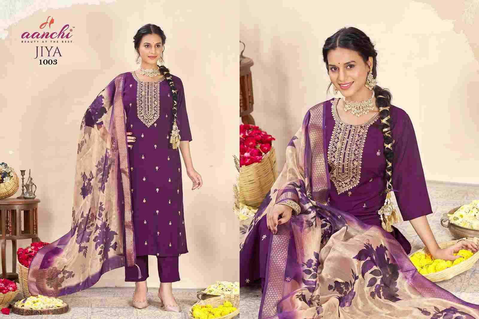Jiya By Aanchi 1001 To 1006 Series Beautiful Suits Colorful Stylish Fancy Casual Wear & Ethnic Wear Roman Silk Dresses At Wholesale Price