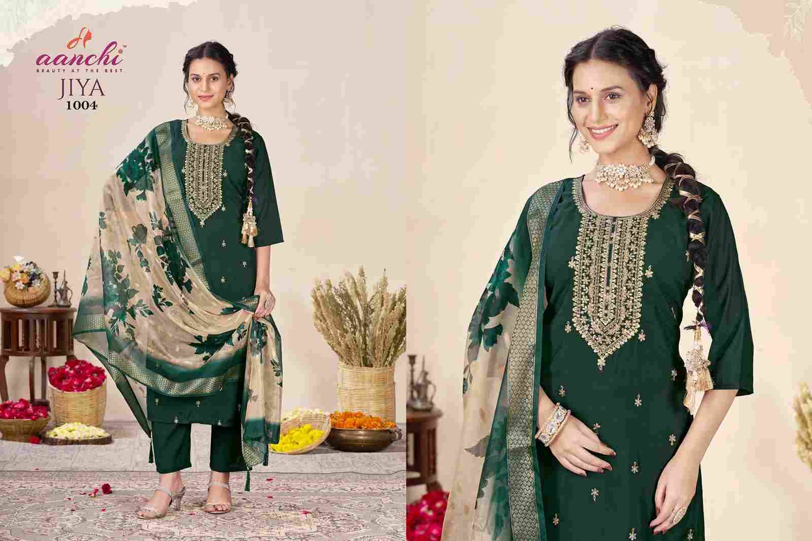 Jiya By Aanchi 1001 To 1006 Series Beautiful Suits Colorful Stylish Fancy Casual Wear & Ethnic Wear Roman Silk Dresses At Wholesale Price