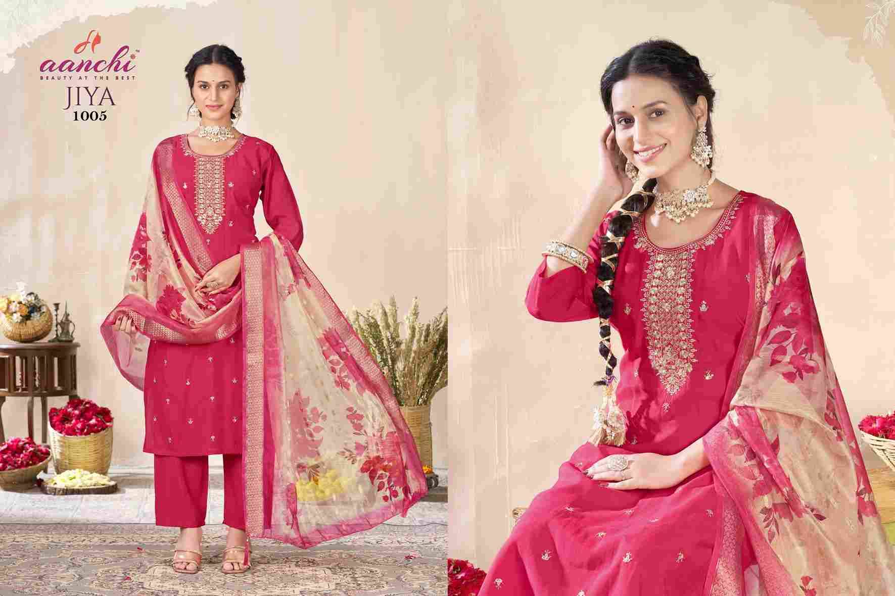 Jiya By Aanchi 1001 To 1006 Series Beautiful Suits Colorful Stylish Fancy Casual Wear & Ethnic Wear Roman Silk Dresses At Wholesale Price