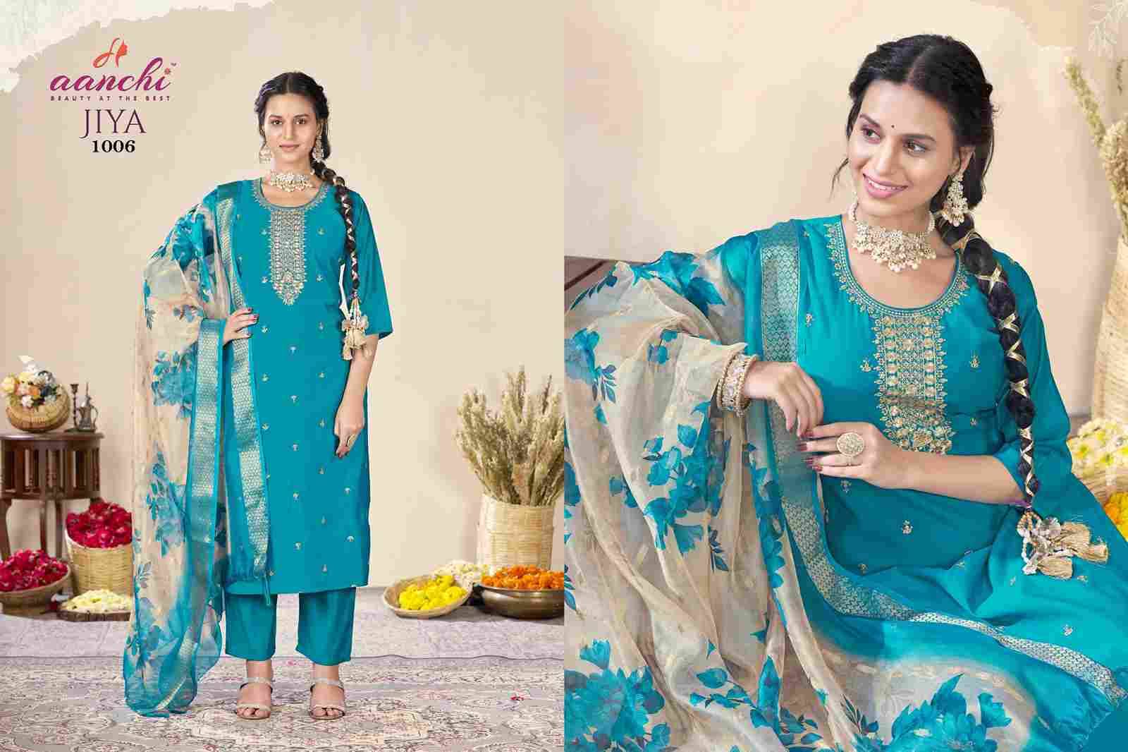 Jiya By Aanchi 1001 To 1006 Series Beautiful Suits Colorful Stylish Fancy Casual Wear & Ethnic Wear Roman Silk Dresses At Wholesale Price