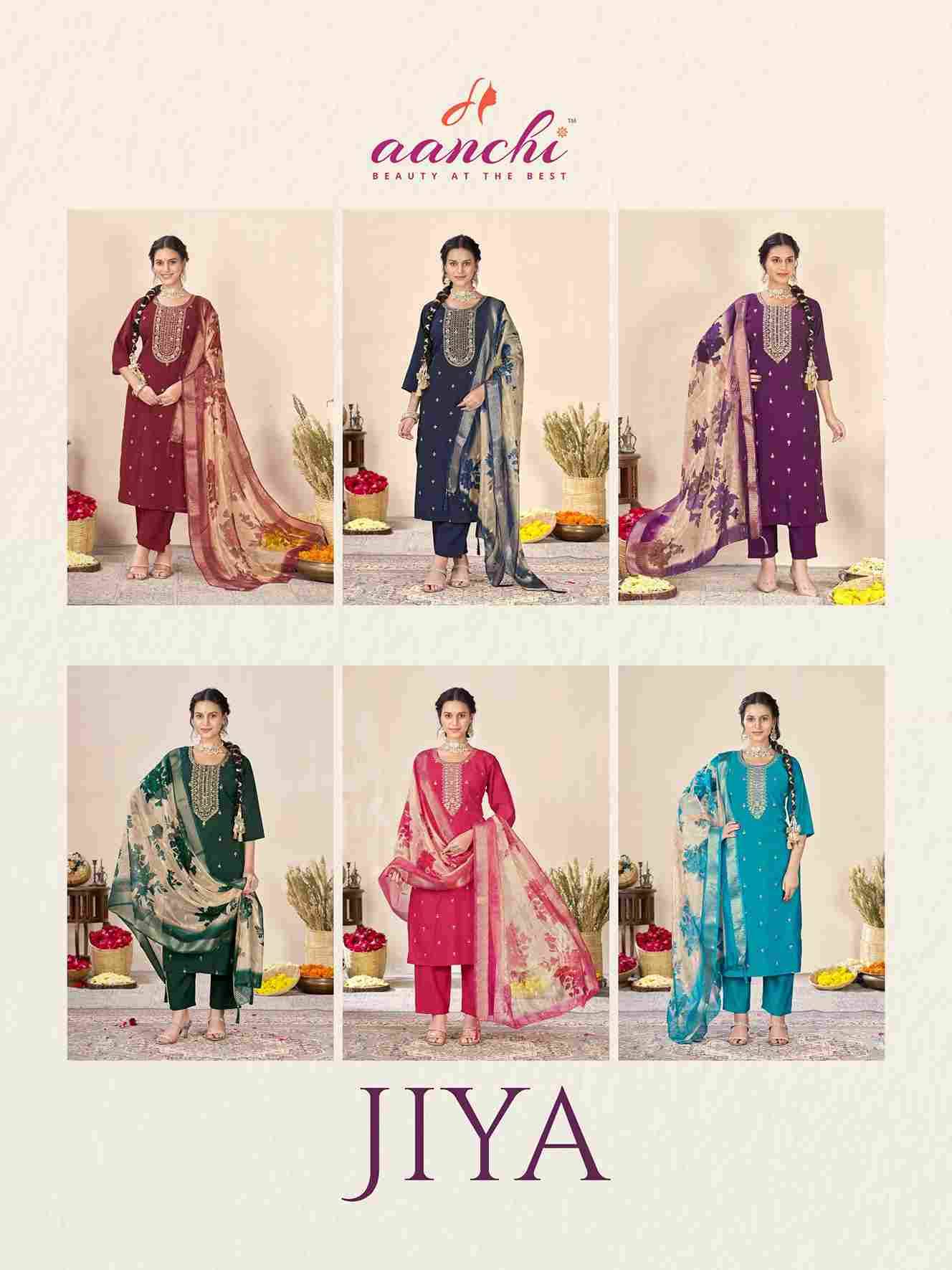 Jiya By Aanchi 1001 To 1006 Series Beautiful Suits Colorful Stylish Fancy Casual Wear & Ethnic Wear Roman Silk Dresses At Wholesale Price