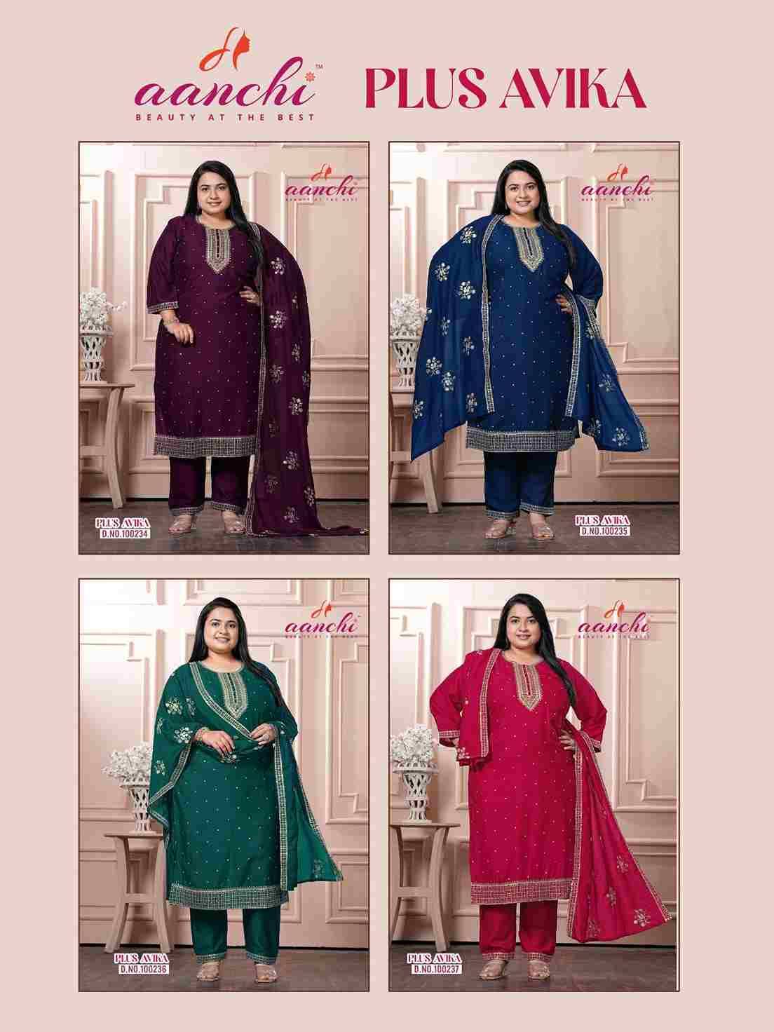 Plus Avika By Aanchi Combo Set 100234 To 100237 Series Beautiful Festive Suits Colorful Stylish Fancy Casual Wear & Ethnic Wear Vichitra Silk Dresses At Wholesale Price