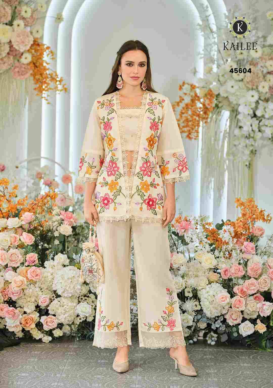Bloom Vol-2 By Kailee 45601 To 45604 Series Designer Beautiful Festive Collection Occasional Wear & Party Wear Pure Viscose Organza Crop Top With Bottom And Jacket At Wholesale Price