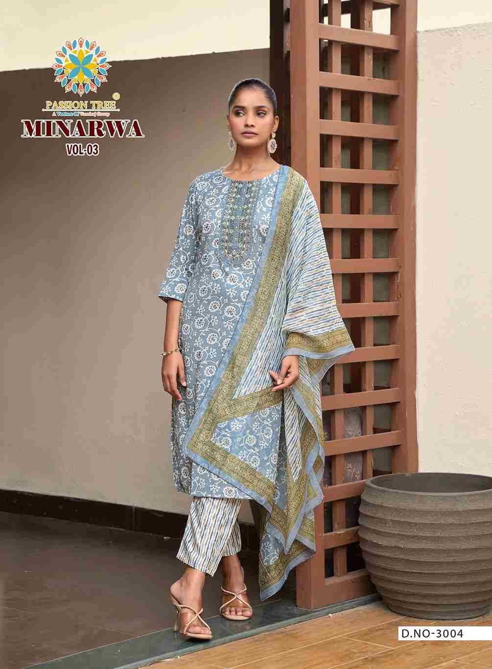 Minarwa Vol-3 By Passion Tree 3001 To 3007 Series Beautiful Stylish Festive Suits Fancy Colorful Casual Wear & Ethnic Wear & Ready To Wear Capsule Print Dresses At Wholesale Price