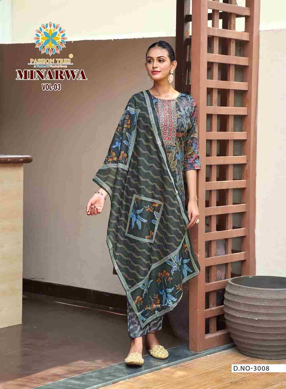 Minarwa Vol-3 By Passion Tree 3001 To 3007 Series Beautiful Stylish Festive Suits Fancy Colorful Casual Wear & Ethnic Wear & Ready To Wear Capsule Print Dresses At Wholesale Price