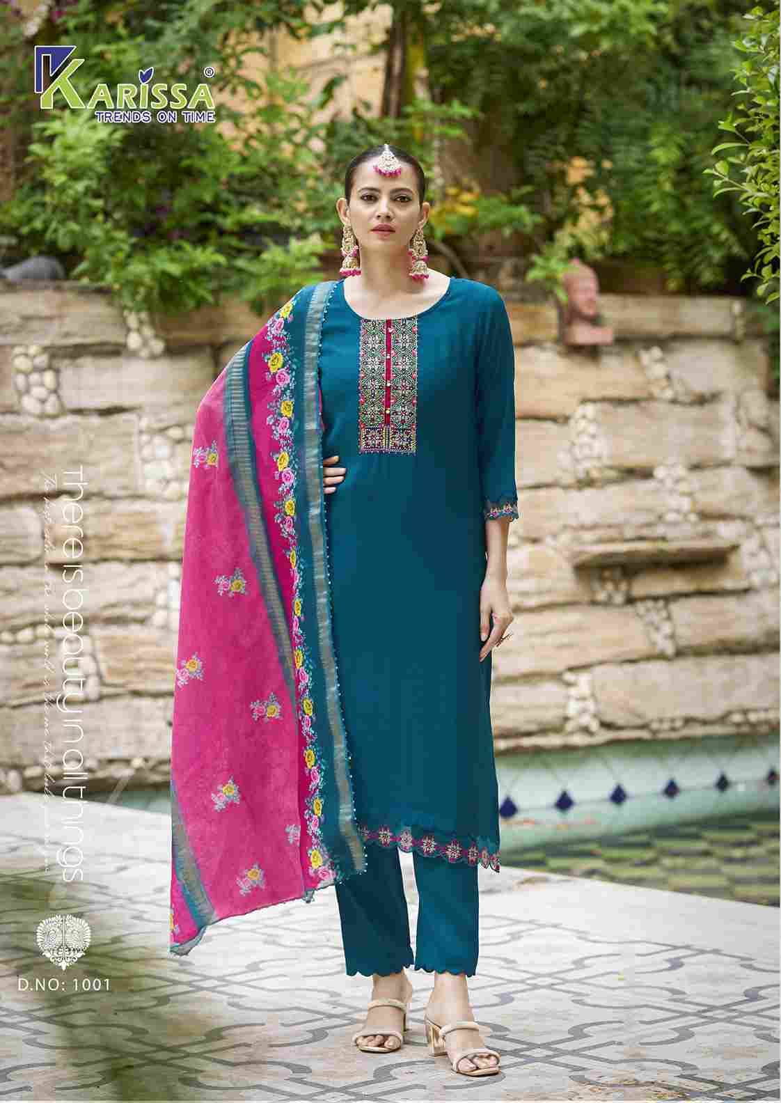 Swaraa By Karissa 1001 To 1006 Series Designer Festive Suits Beautiful Fancy Stylish Colorful Party Wear & Occasional Wear Pure Fancy Embroidered Dresses At Wholesale Price