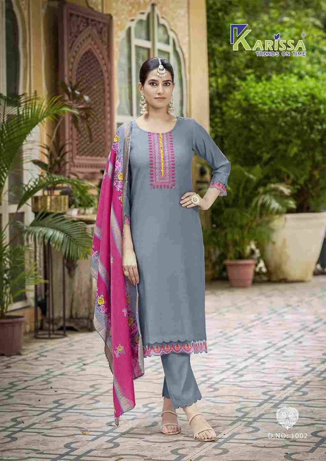 Swaraa By Karissa 1001 To 1006 Series Designer Festive Suits Beautiful Fancy Stylish Colorful Party Wear & Occasional Wear Pure Fancy Embroidered Dresses At Wholesale Price