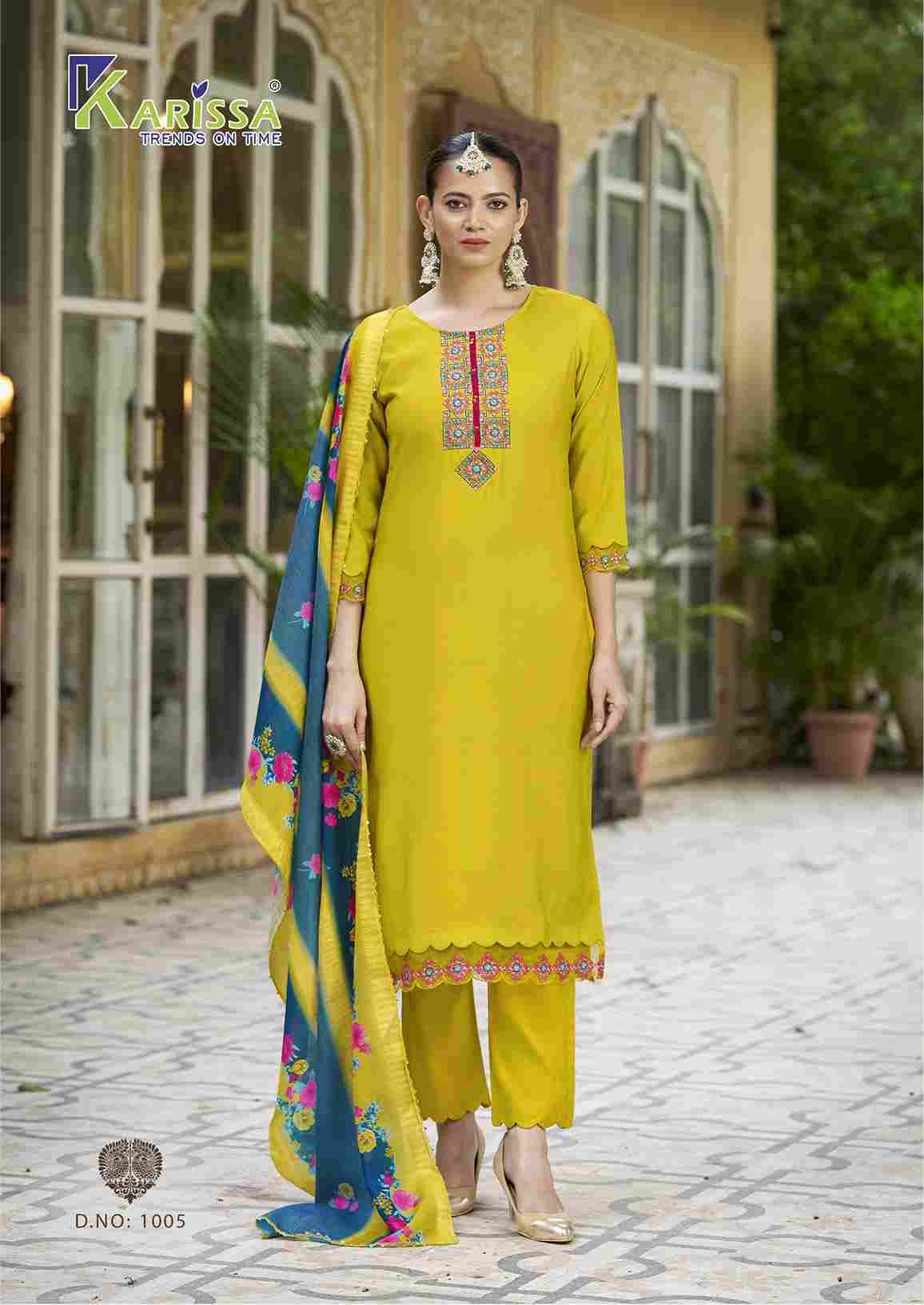 Swaraa By Karissa 1001 To 1006 Series Designer Festive Suits Beautiful Fancy Stylish Colorful Party Wear & Occasional Wear Pure Fancy Embroidered Dresses At Wholesale Price