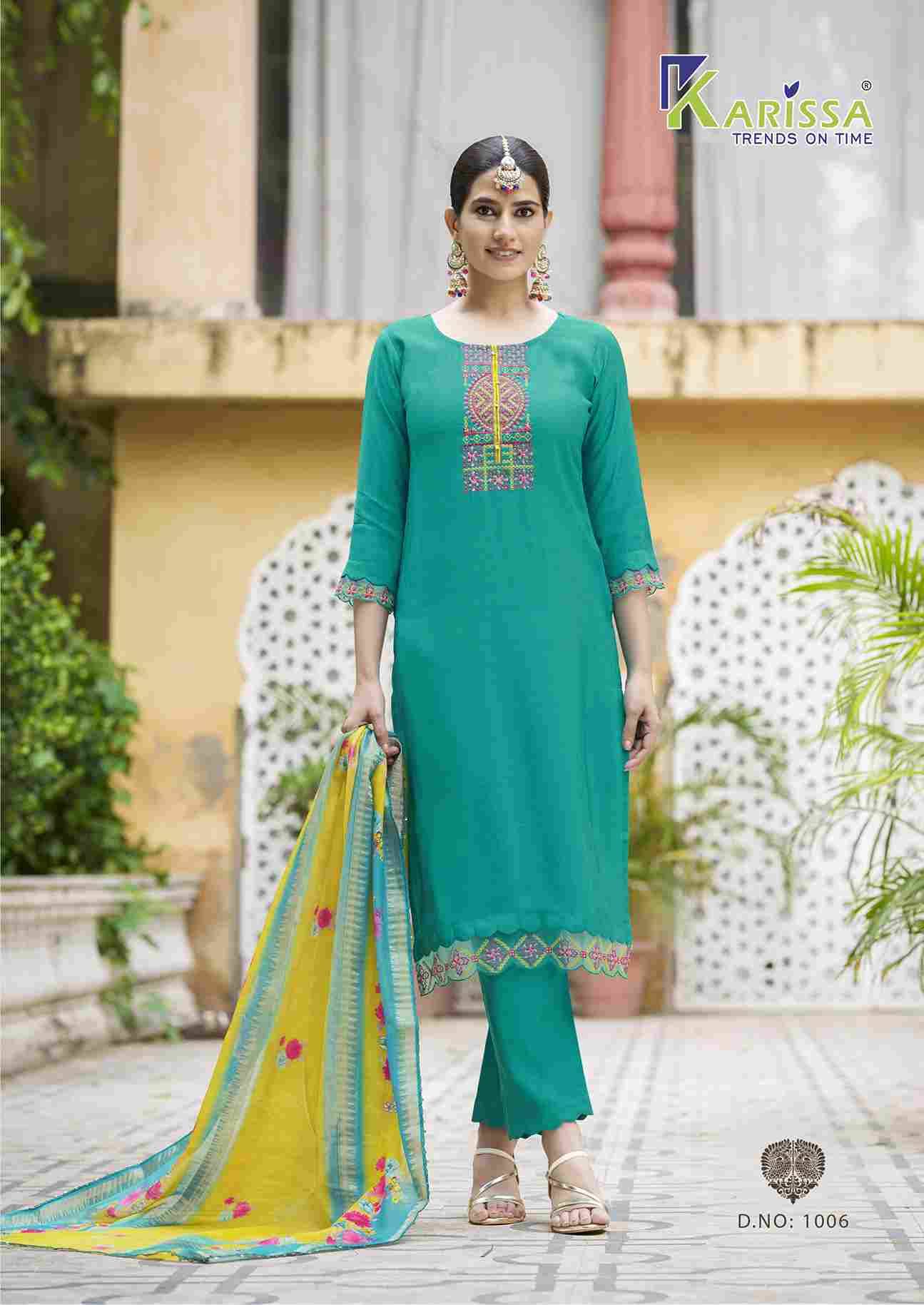 Swaraa By Karissa 1001 To 1006 Series Designer Festive Suits Beautiful Fancy Stylish Colorful Party Wear & Occasional Wear Pure Fancy Embroidered Dresses At Wholesale Price