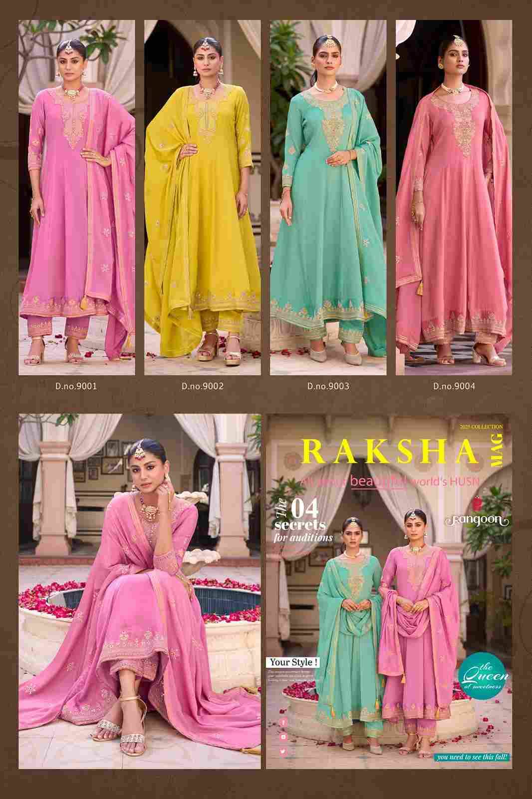 Raksha By Rangoon 9001 To 9004 Series Beautiful Anarkali Suits Colorful Stylish Fancy Casual Wear & Ethnic Wear Silk Dresses At Wholesale Price
