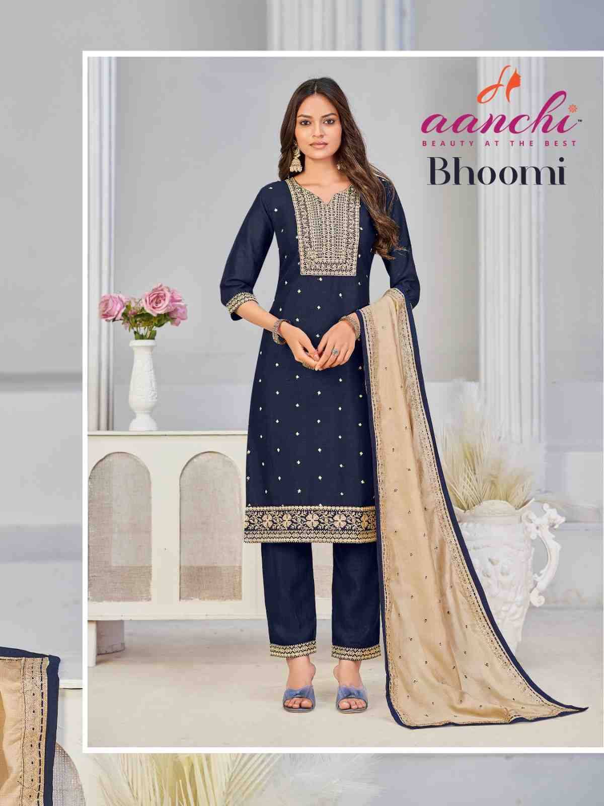 Bhoomi By Aanchi 01 To 04 Series Beautiful Festive Suits Colorful Stylish Fancy Casual Wear & Ethnic Wear Vichitra Silk Dresses At Wholesale Price