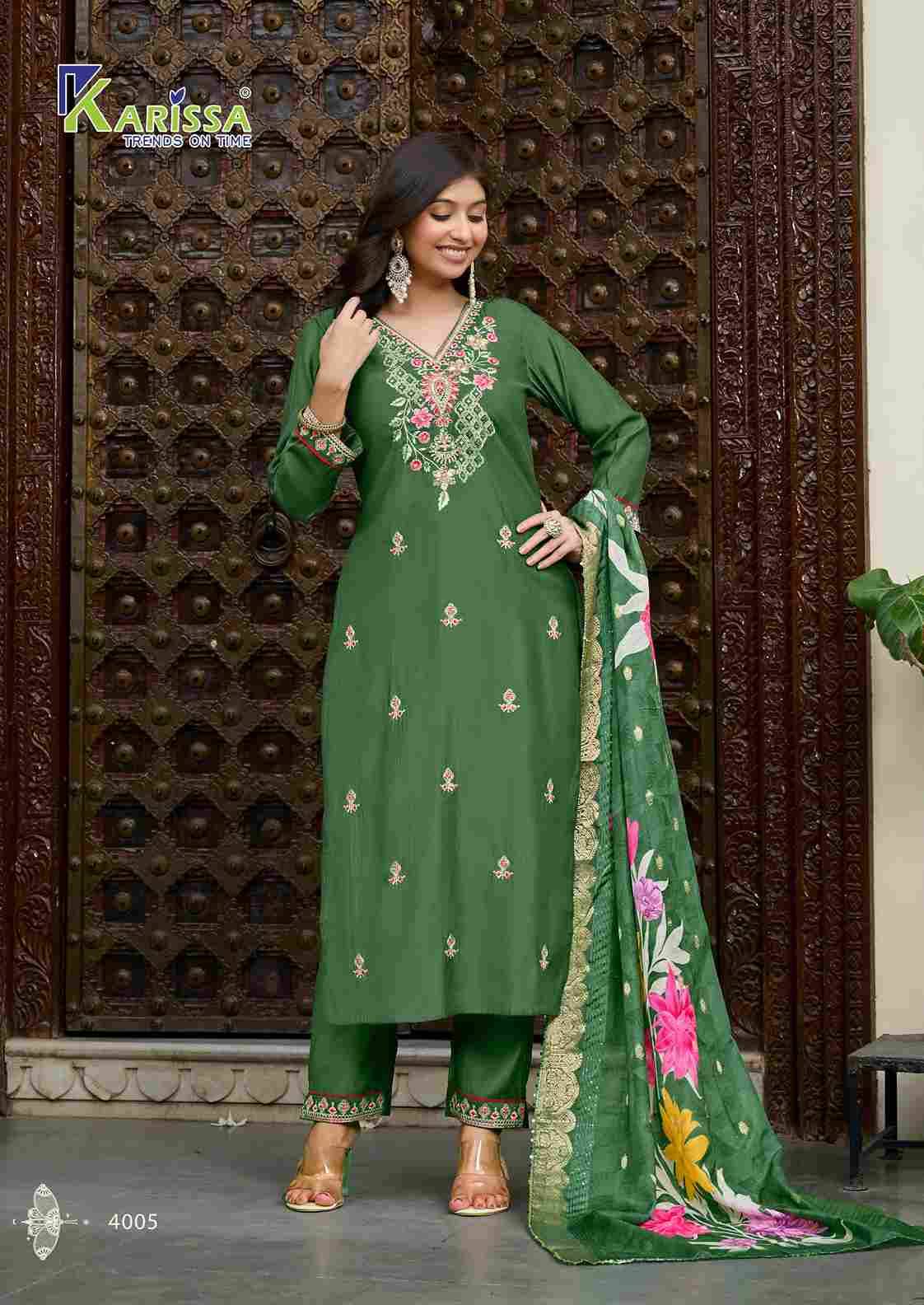 Nora Vol-4 By Karissa 4001 To 4006 Series Beautiful Stylish Festive Suits Fancy Colorful Casual Wear & Ethnic Wear & Ready To Wear Pure Viscose Dresses At Wholesale Price