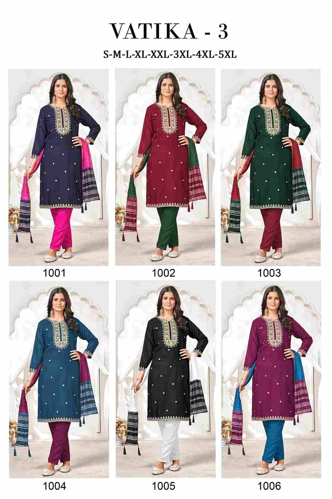 Vatika Vol-3 By Fashid Wholesale 1001 To 1006 Series Beautiful Stylish Festive Suits Fancy Colorful Casual Wear & Ethnic Wear & Ready To Wear Pure Rayon Dresses At Wholesale Price