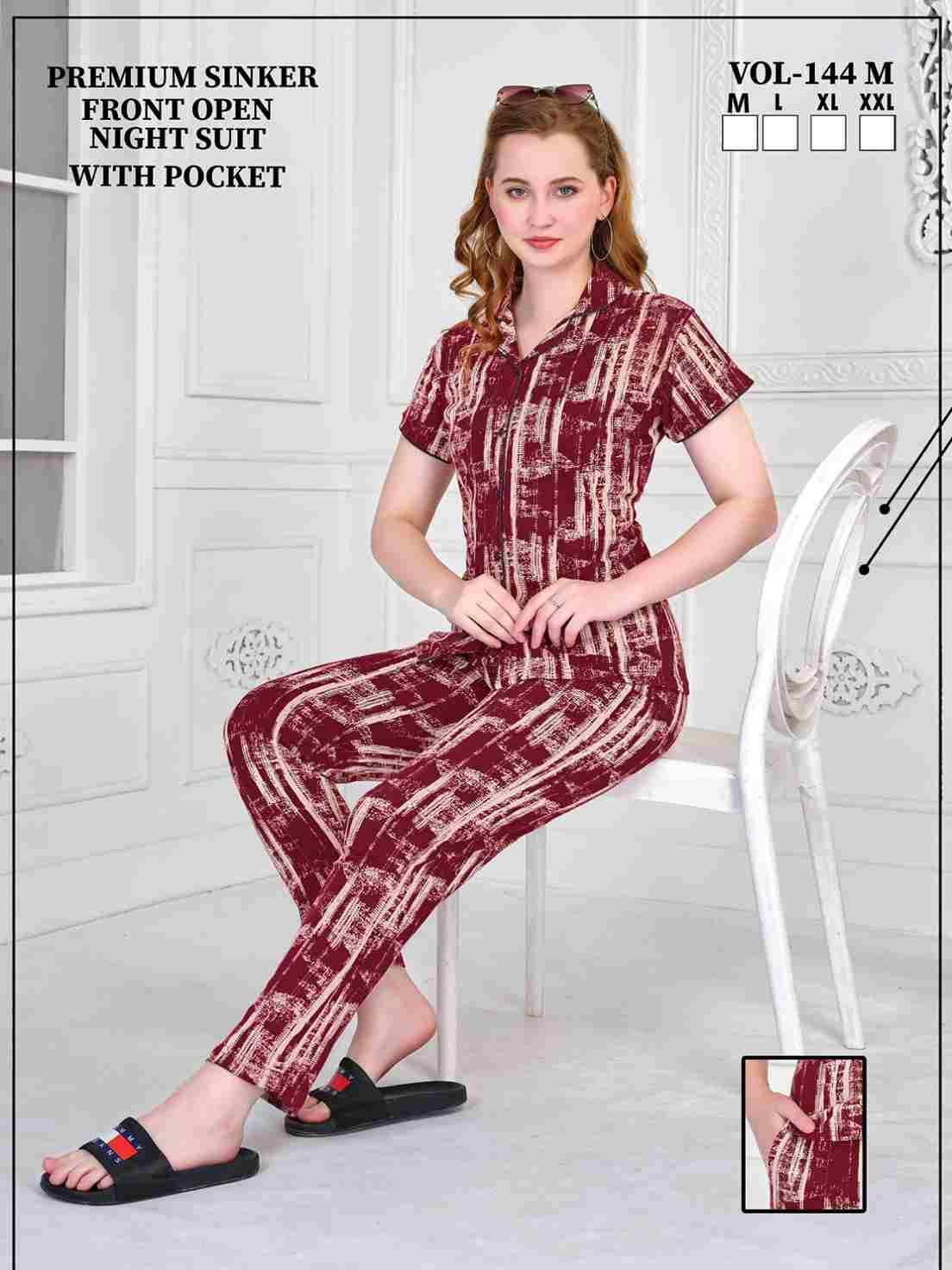 Vol-144-M By Kaamiri 144-A To 144-F Series Designer Stylish Fancy Colorful Beautiful Party Wear & Ethnic Wear Collection Heavy Hosiery Cotton Night Suits At Wholesale Price