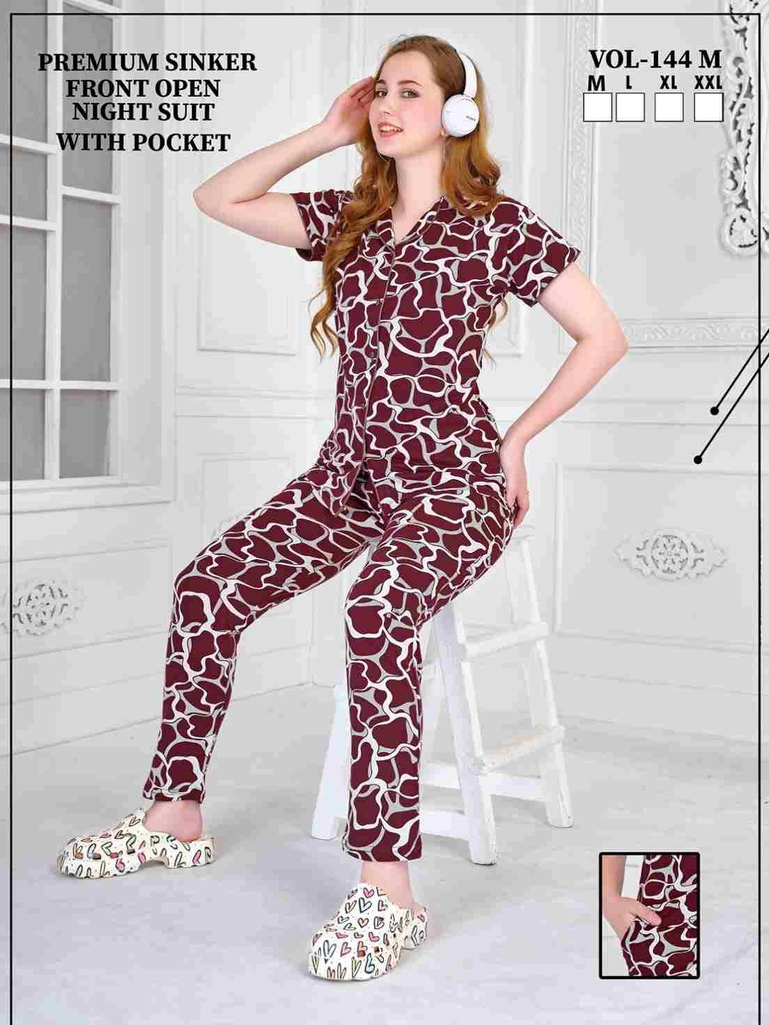 Vol-144-M By Kaamiri 144-A To 144-F Series Designer Stylish Fancy Colorful Beautiful Party Wear & Ethnic Wear Collection Heavy Hosiery Cotton Night Suits At Wholesale Price