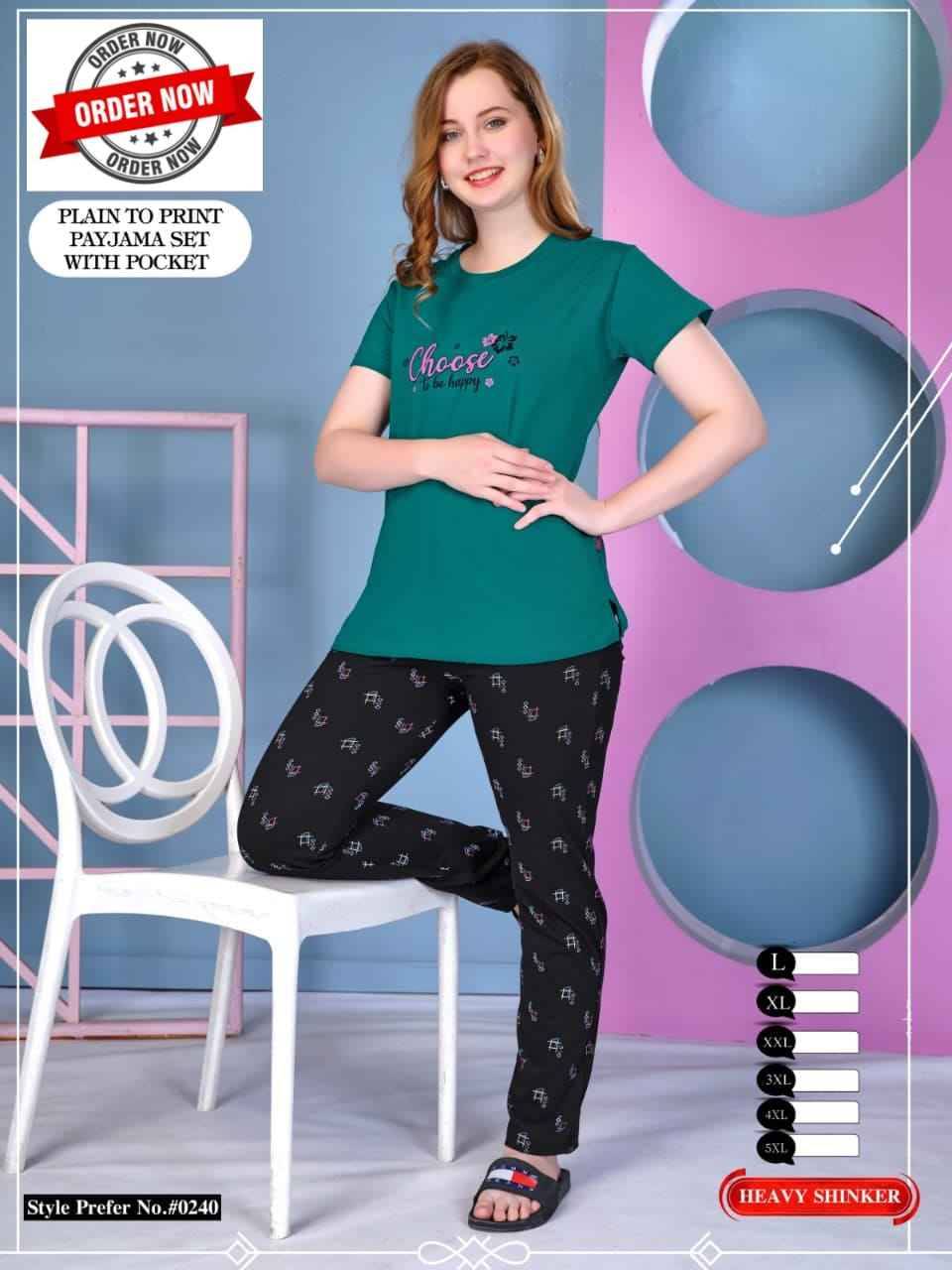 240 By Kaamiri 240-A To 240-F Series Designer Stylish Fancy Colorful Beautiful Party Wear & Ethnic Wear Collection Heavy Hosiery Cotton Night Suits At Wholesale Price