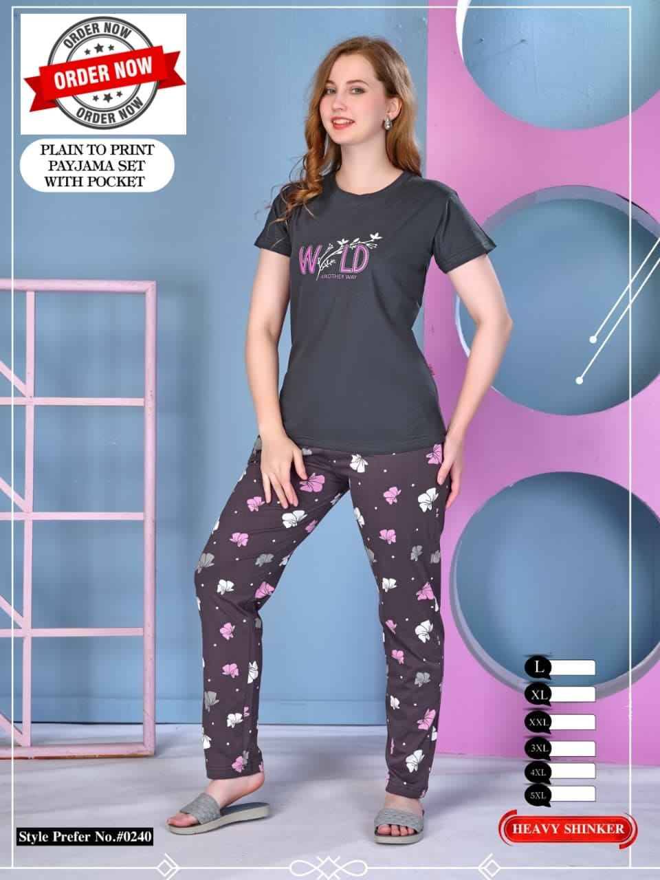 240 By Kaamiri 240-A To 240-F Series Designer Stylish Fancy Colorful Beautiful Party Wear & Ethnic Wear Collection Heavy Hosiery Cotton Night Suits At Wholesale Price