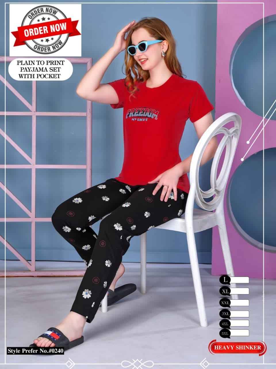 240 By Kaamiri 240-A To 240-F Series Designer Stylish Fancy Colorful Beautiful Party Wear & Ethnic Wear Collection Heavy Hosiery Cotton Night Suits At Wholesale Price