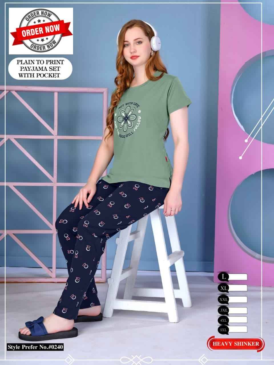 240 By Kaamiri 240-A To 240-F Series Designer Stylish Fancy Colorful Beautiful Party Wear & Ethnic Wear Collection Heavy Hosiery Cotton Night Suits At Wholesale Price