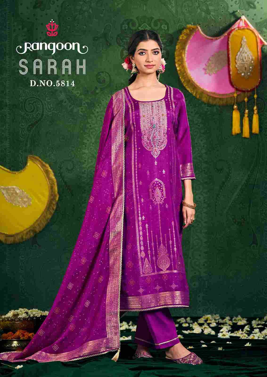 Sarah By Rangoon 5811 To 5814 Series Beautiful Festive Suits Colorful Stylish Fancy Casual Wear & Ethnic Wear Pure Jacquard Dresses At Wholesale Price