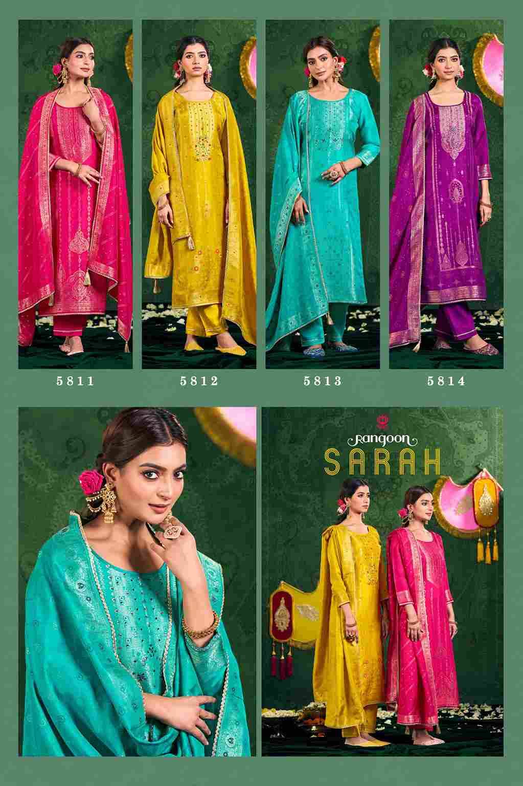 Sarah By Rangoon 5811 To 5814 Series Beautiful Festive Suits Colorful Stylish Fancy Casual Wear & Ethnic Wear Pure Jacquard Dresses At Wholesale Price