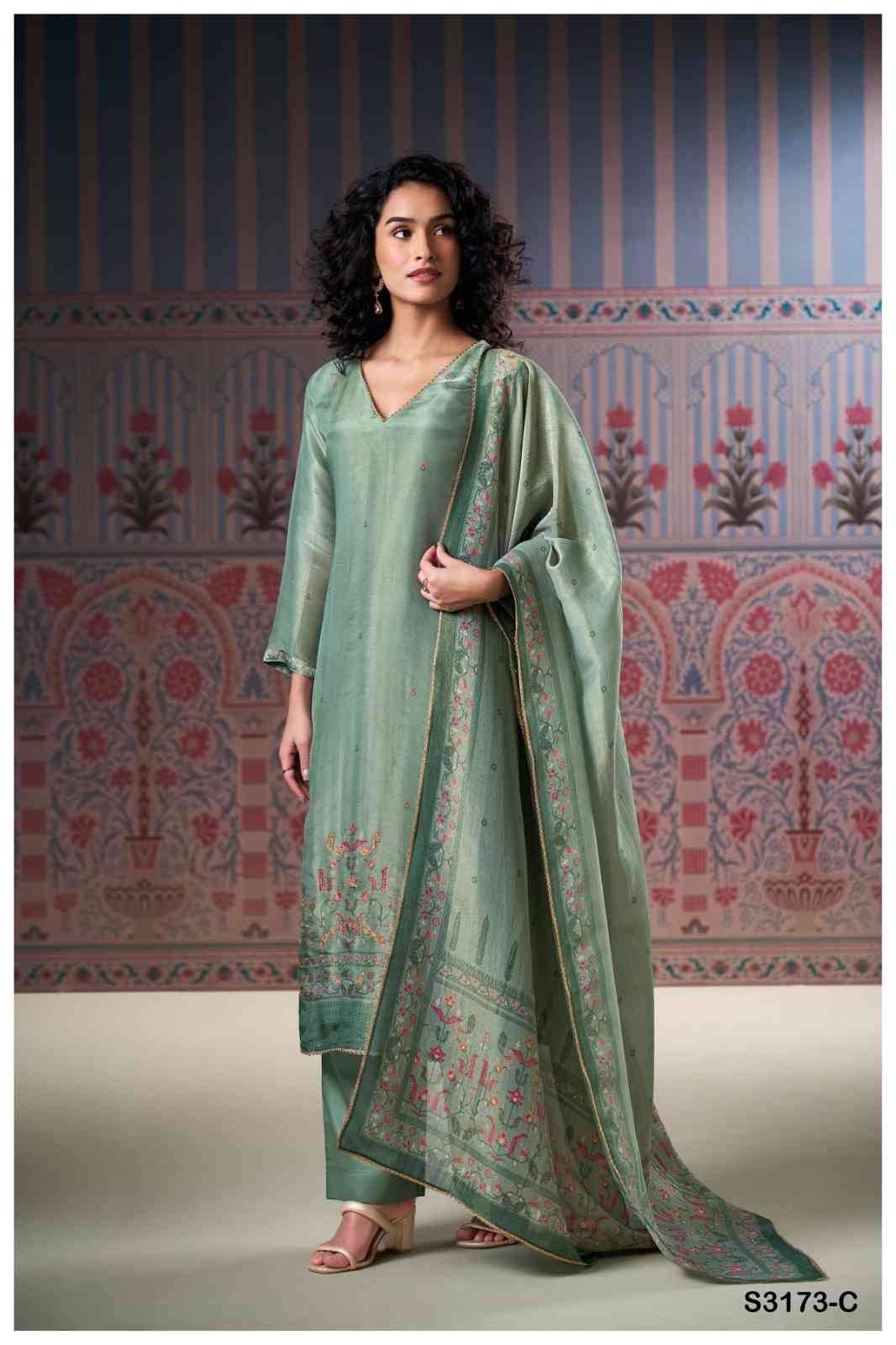 Aneeta-3173 By Ganga Fashion 3173-A To 3173-D Series Beautiful Festive Suits Colorful Stylish Fancy Casual Wear & Ethnic Wear Pure Bemberg Silk Jacquard Dresses At Wholesale Price