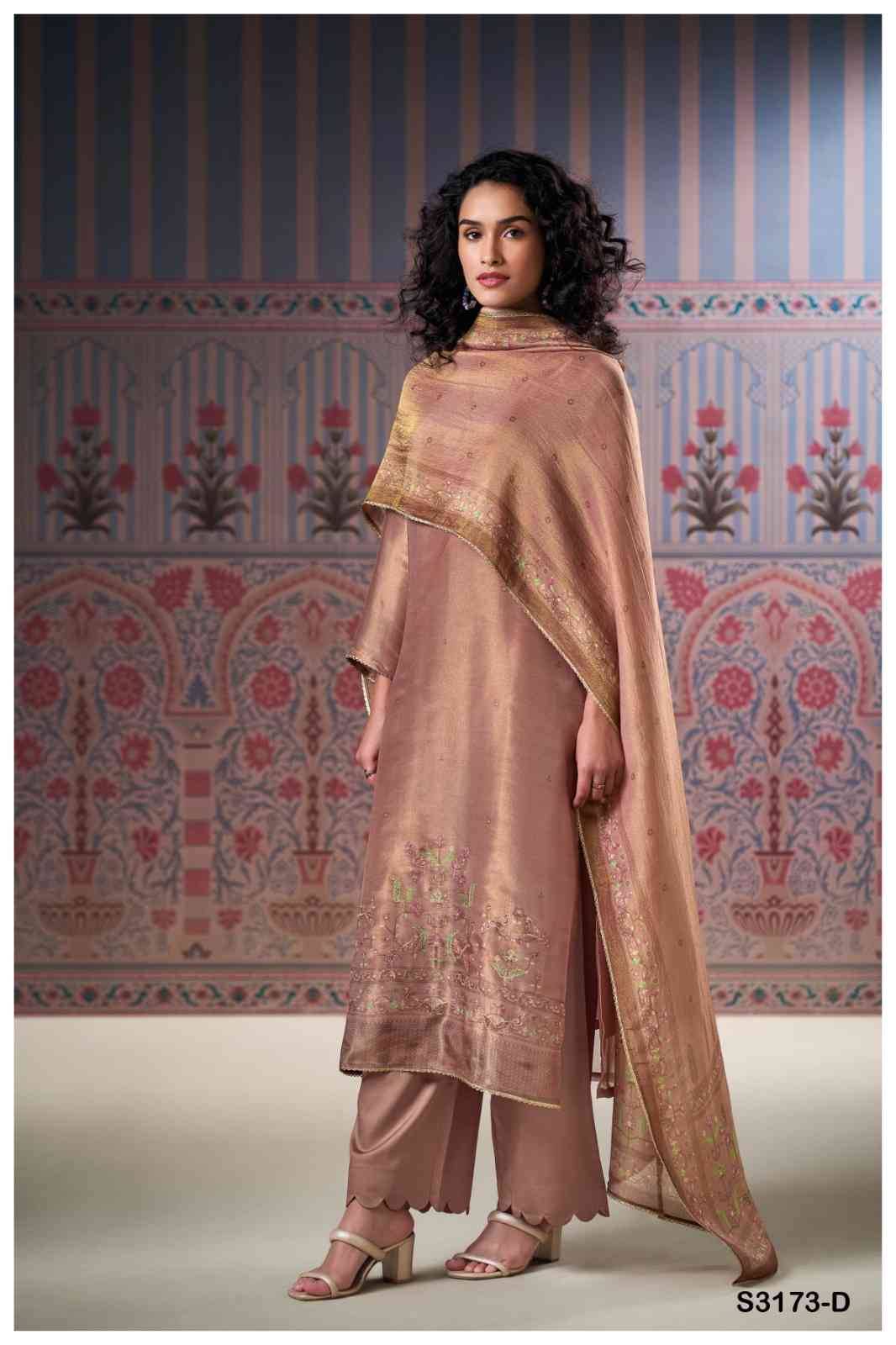 Aneeta-3173 By Ganga Fashion 3173-A To 3173-D Series Beautiful Festive Suits Colorful Stylish Fancy Casual Wear & Ethnic Wear Pure Bemberg Silk Jacquard Dresses At Wholesale Price