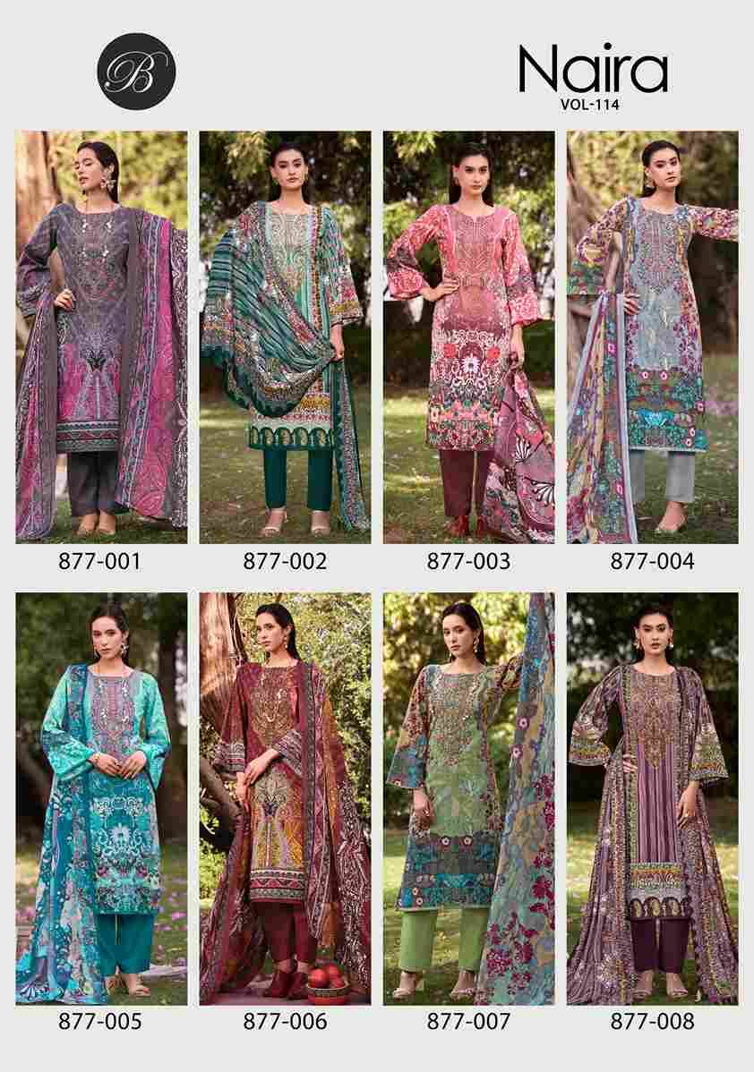 Naira Vol-114 By Belliza 877-001 To 877-008 Series Beautiful Festive Suits Stylish Fancy Colorful Casual Wear & Ethnic Wear Pure Cotton Print Dresses At Wholesale Price
