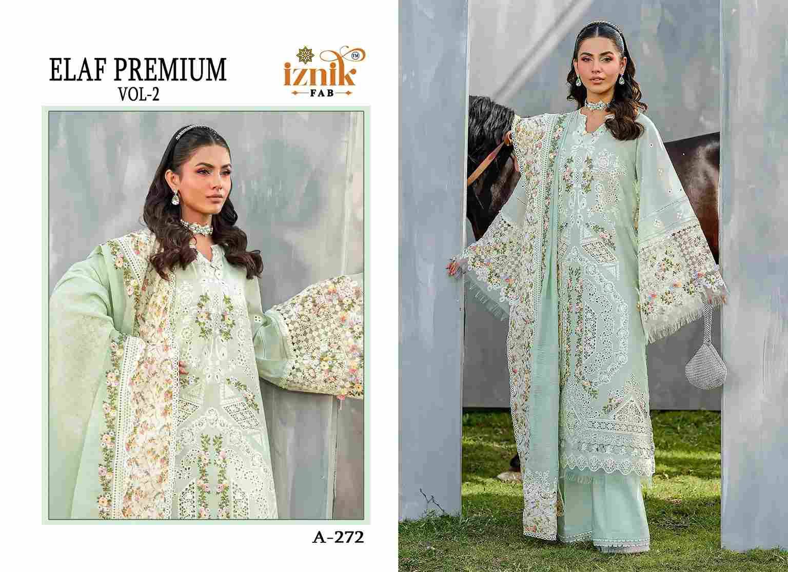 Elaf Premium Vol-2 By Iznik Fab 272 To 275 Series Designer Pakistani Suits Beautiful Stylish Fancy Colorful Party Wear & Occasional Wear Pure Cotton With Embroidery Dresses At Wholesale Price