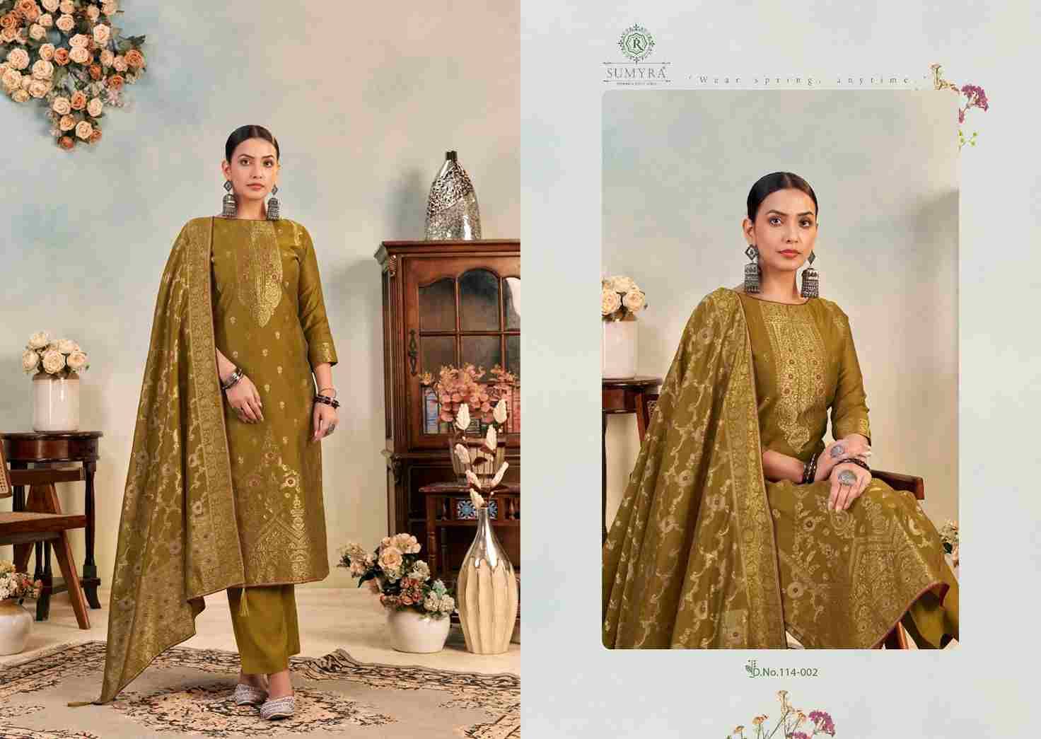 Surina By Sumyra 114-001 To 114-006 Series Beautiful Festive Suits Stylish Fancy Colorful Casual Wear & Ethnic Wear Cotton Jacquard Dresses At Wholesale Price