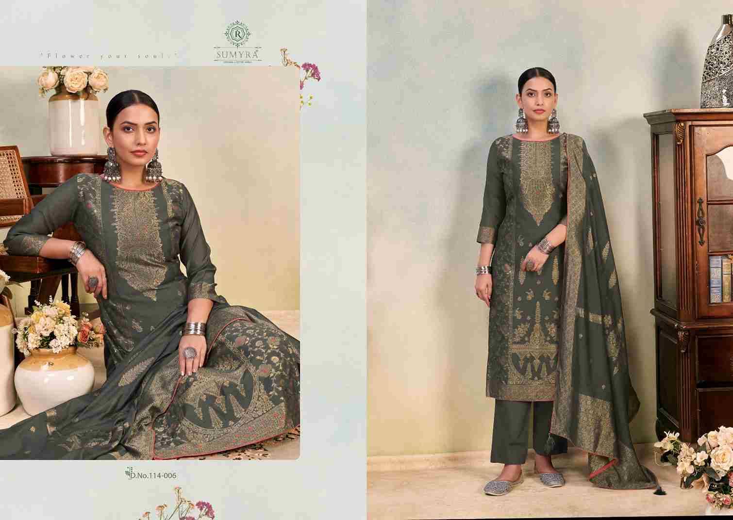 Surina By Sumyra 114-001 To 114-006 Series Beautiful Festive Suits Stylish Fancy Colorful Casual Wear & Ethnic Wear Cotton Jacquard Dresses At Wholesale Price