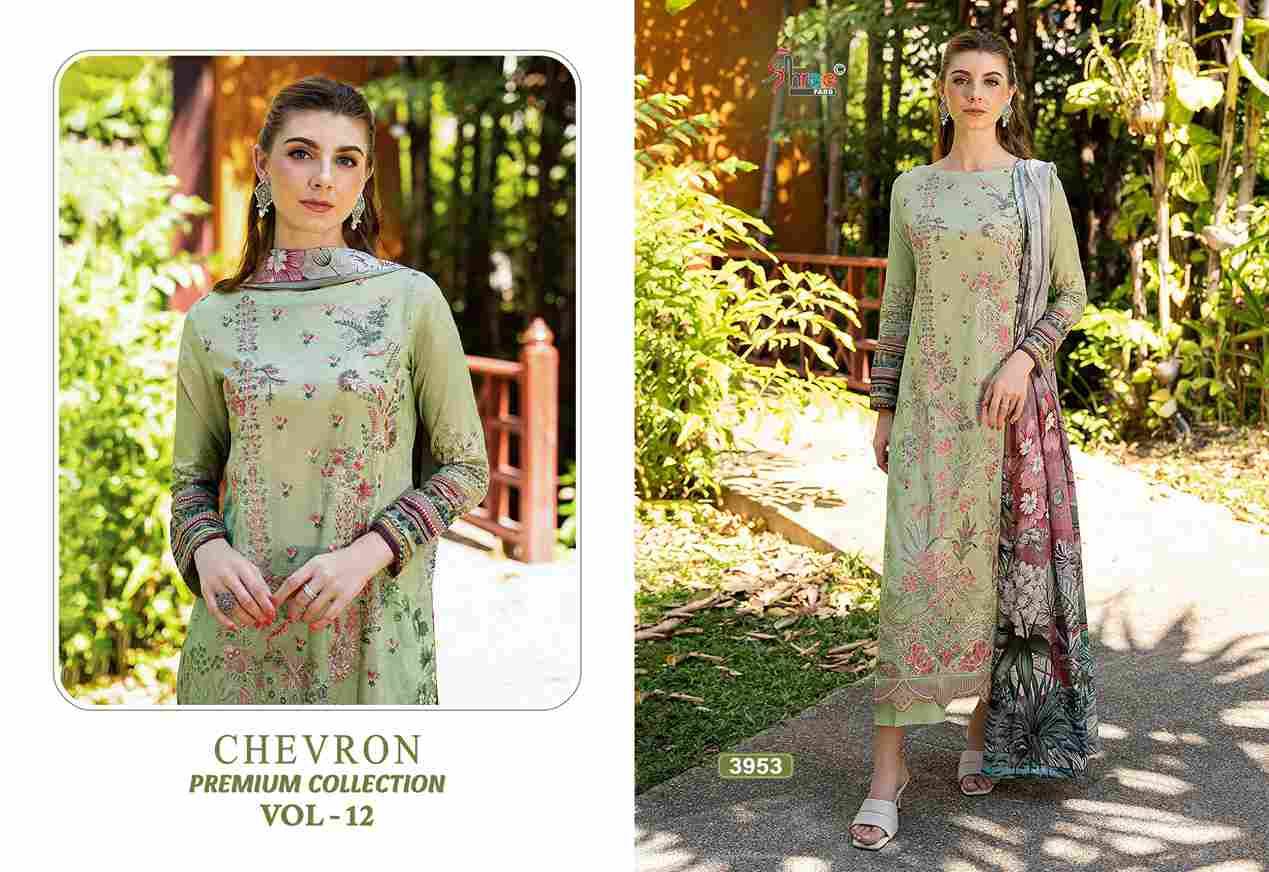 Chevron Premium Collection Vol-12 By Shree Fabs 3953 To 3960 Series Beautiful Pakistani Suits Colorful Stylish Fancy Casual Wear & Ethnic Wear Pure Cotton Embroidered Dresses At Wholesale Price