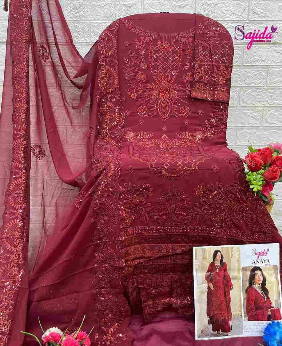 Anaya Vol-2 By Sajida Designer Suit 1051 To 1053 Series Designer Pakistani Suits Beautiful Fancy Stylish Colorful Party Wear & Occasional Wear Faux Georgette With Embroidery Dresses At Wholesale Price