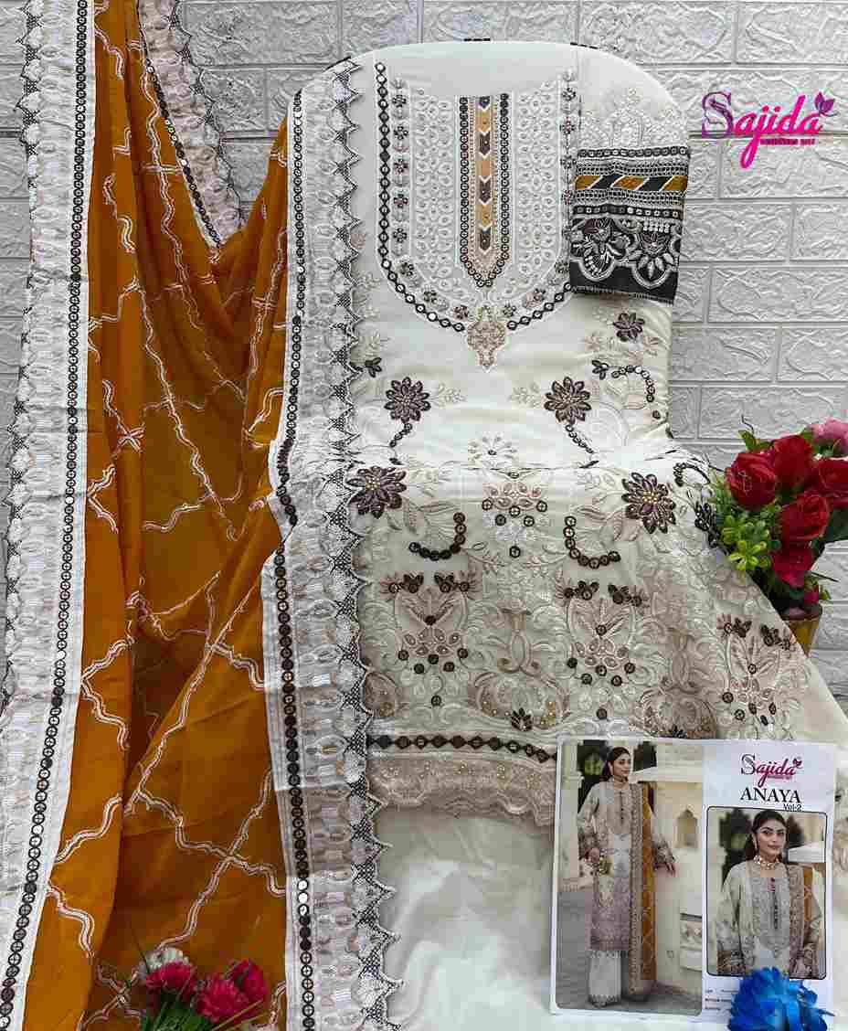 Anaya Vol-2 By Sajida Designer Suit 1051 To 1053 Series Designer Pakistani Suits Beautiful Fancy Stylish Colorful Party Wear & Occasional Wear Faux Georgette With Embroidery Dresses At Wholesale Price
