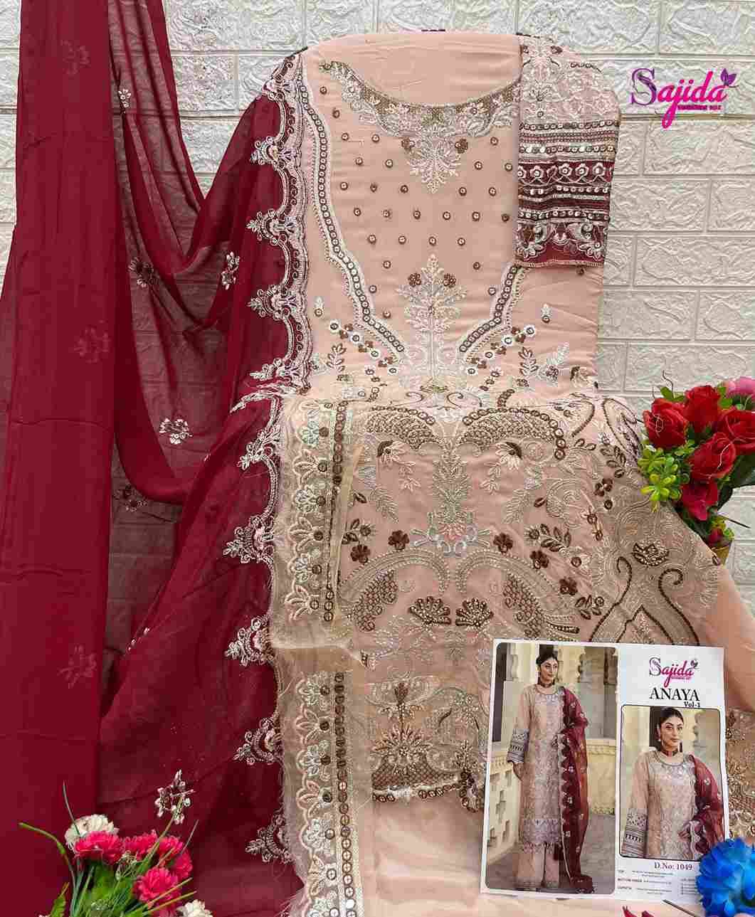 Anaya Vol-1 By Sajida Designer Suit 1048 To 1050 Series Designer Pakistani Suits Beautiful Fancy Stylish Colorful Party Wear & Occasional Wear Faux Georgette With Embroidery Dresses At Wholesale Price