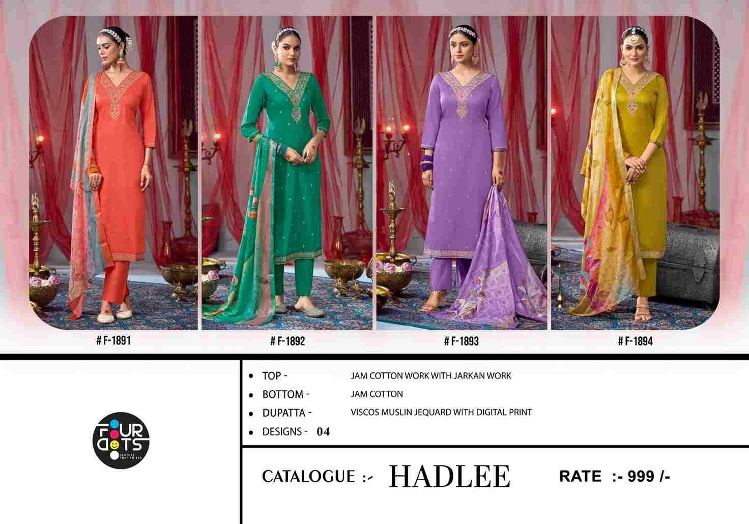 Hadlee By Four Dots 1891 To 1894 Series Designer Stylish Fancy Colorful Beautiful Party Wear & Ethnic Wear Collection Jam Cotton Dresses At Wholesale Price