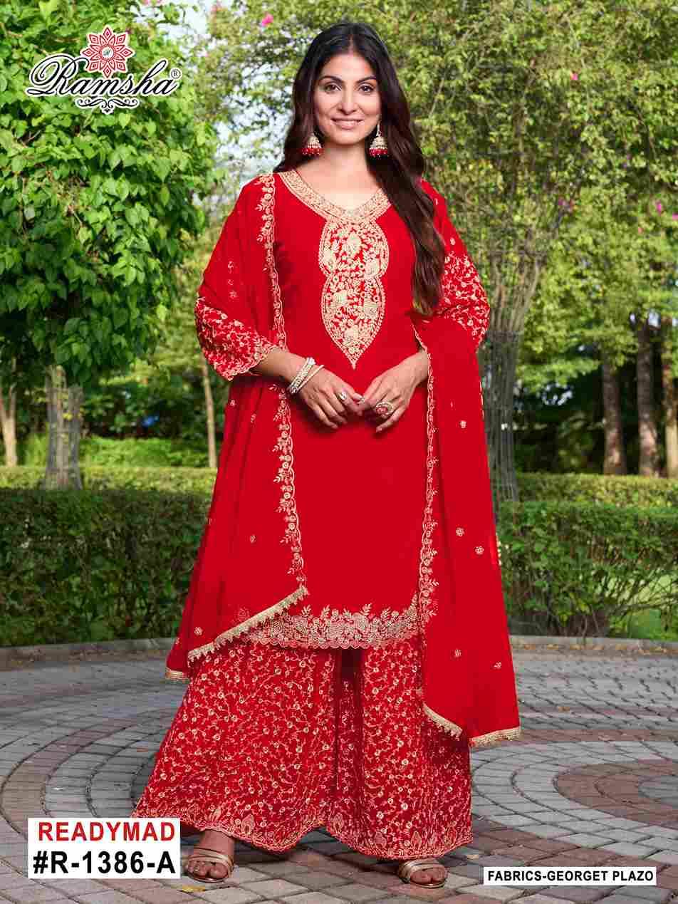 Ramsha 1386 Colours By Ramsha 1386-A To 1386-D Series Designer Pakistani Suits Beautiful Fancy Colorful Stylish Party Wear & Occasional Wear Georgette Embroidered Dresses At Wholesale Price