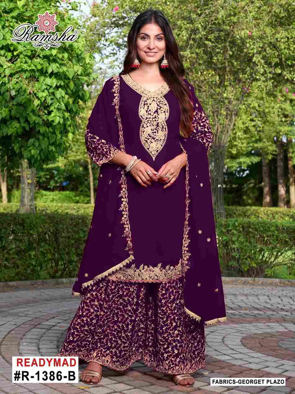 Ramsha 1386 Colours By Ramsha 1386-A To 1386-D Series Designer Pakistani Suits Beautiful Fancy Colorful Stylish Party Wear & Occasional Wear Georgette Embroidered Dresses At Wholesale Price