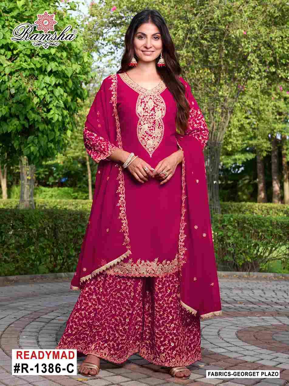 Ramsha 1386 Colours By Ramsha 1386-A To 1386-D Series Designer Pakistani Suits Beautiful Fancy Colorful Stylish Party Wear & Occasional Wear Georgette Embroidered Dresses At Wholesale Price