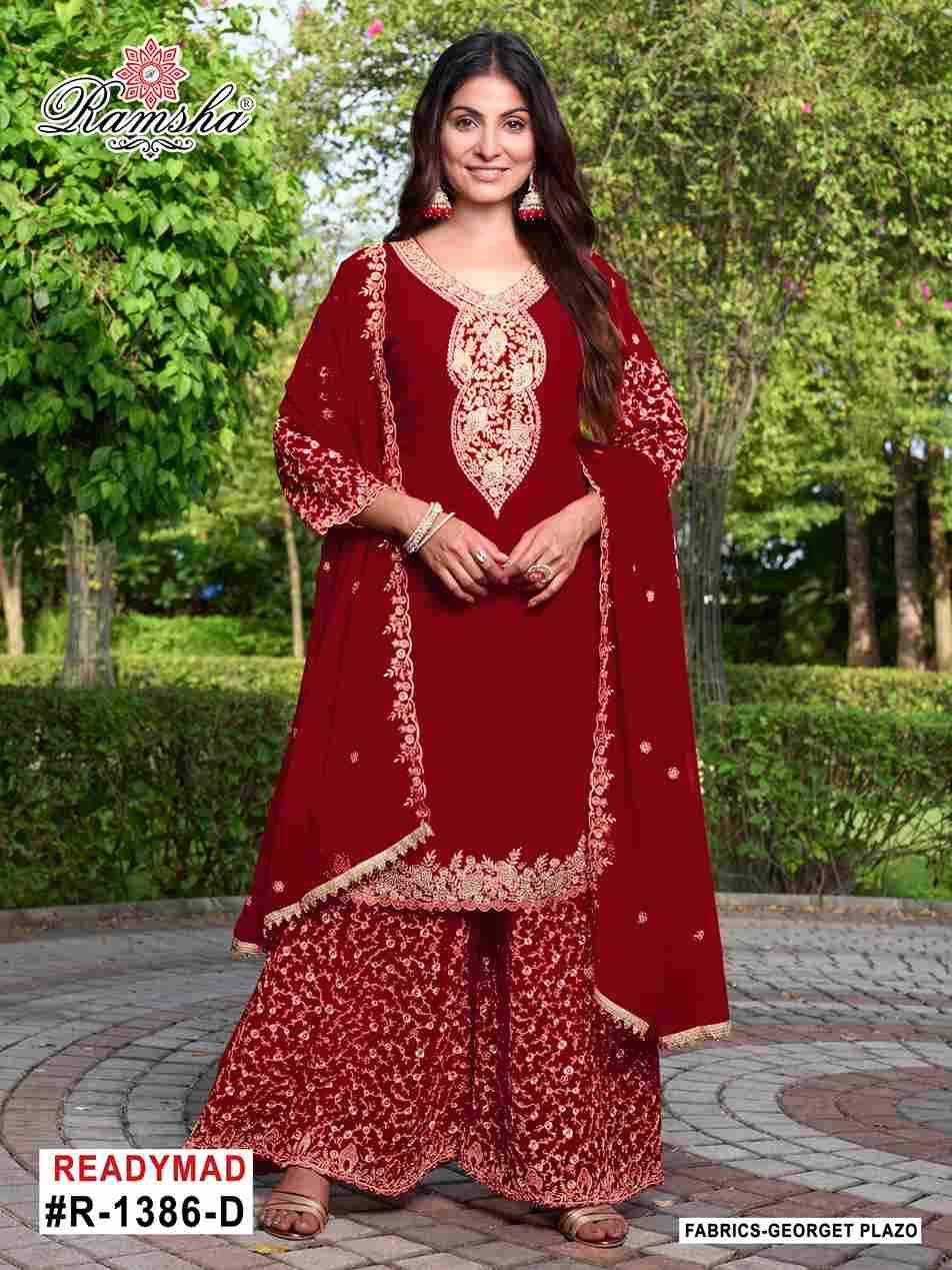 Ramsha 1386 Colours By Ramsha 1386-A To 1386-D Series Designer Pakistani Suits Beautiful Fancy Colorful Stylish Party Wear & Occasional Wear Georgette Embroidered Dresses At Wholesale Price