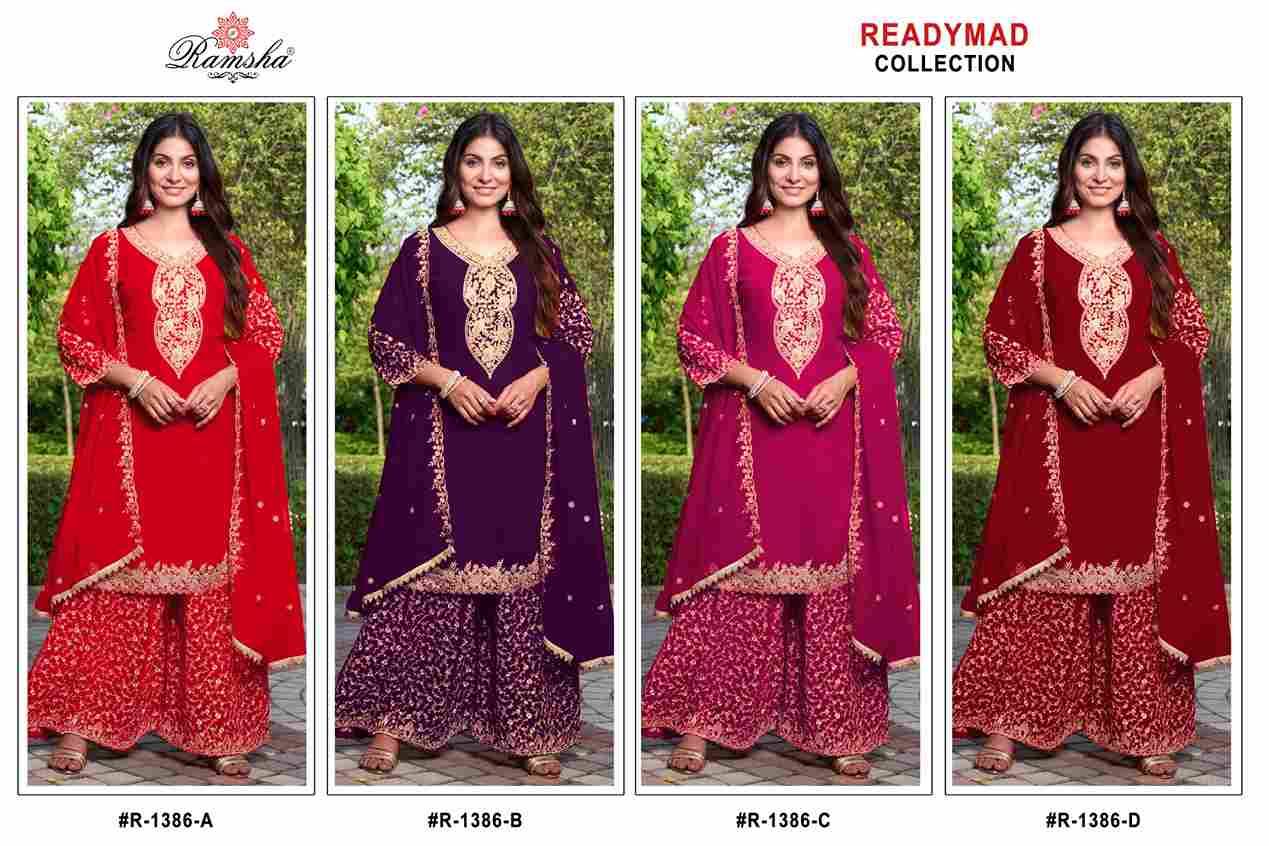 Ramsha 1386 Colours By Ramsha 1386-A To 1386-D Series Designer Pakistani Suits Beautiful Fancy Colorful Stylish Party Wear & Occasional Wear Georgette Embroidered Dresses At Wholesale Price