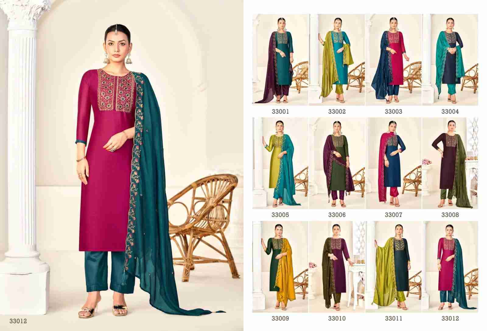Rameena Vol-3 By Vishnu 33001 To 33012 Series Beautiful Stylish Festive Suits Fancy Colorful Casual Wear & Ethnic Wear & Ready To Wear Vichitra Silk Print Dresses At Wholesale Price