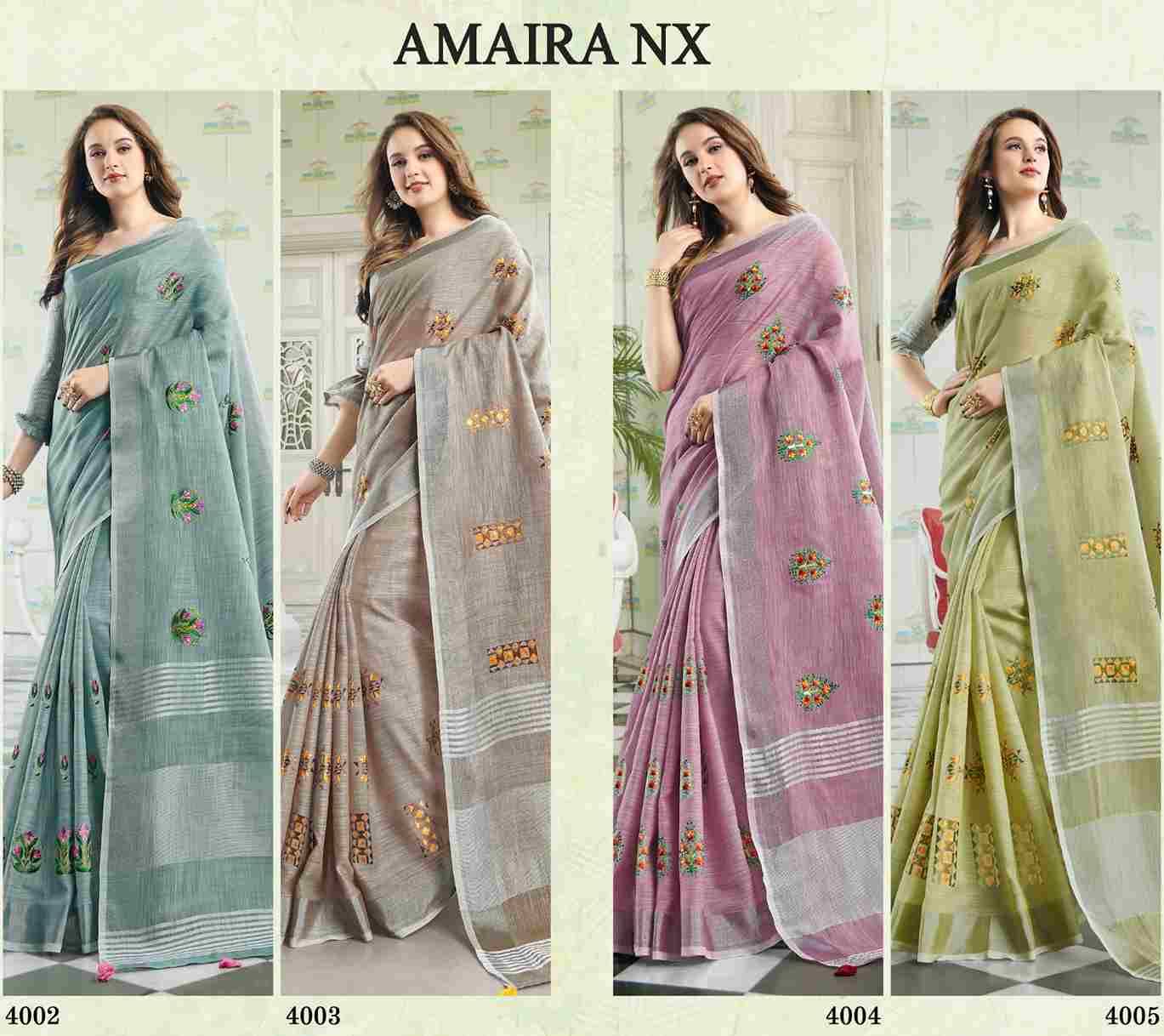 Amaira Nx By Fashid Wholesale 4002 To 4005 Series Indian Traditional Wear Collection Beautiful Stylish Fancy Colorful Party Wear & Occasional Wear Linen Cotton Sarees At Wholesale Price