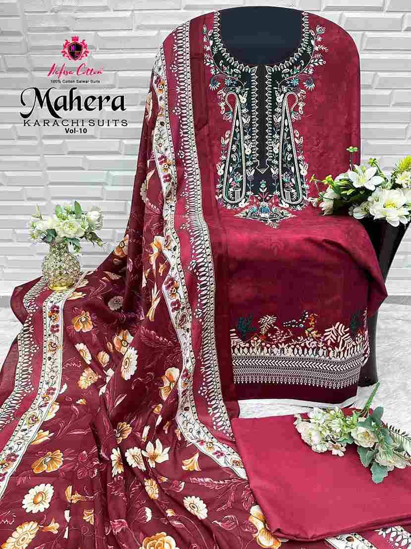 Mahera Vol-10 By Nafisa Cotton 10001 To 10006 Series Beautiful Festive Suits Stylish Fancy Colorful Casual Wear & Ethnic Wear Soft Cotton Print Dresses At Wholesale Price